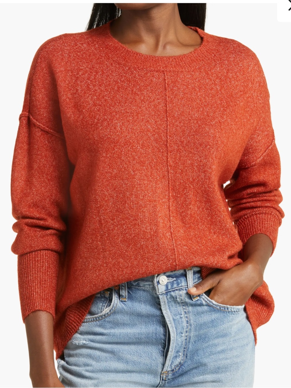 Vince Camuto Scoop Neck Sweater in Rust Orange